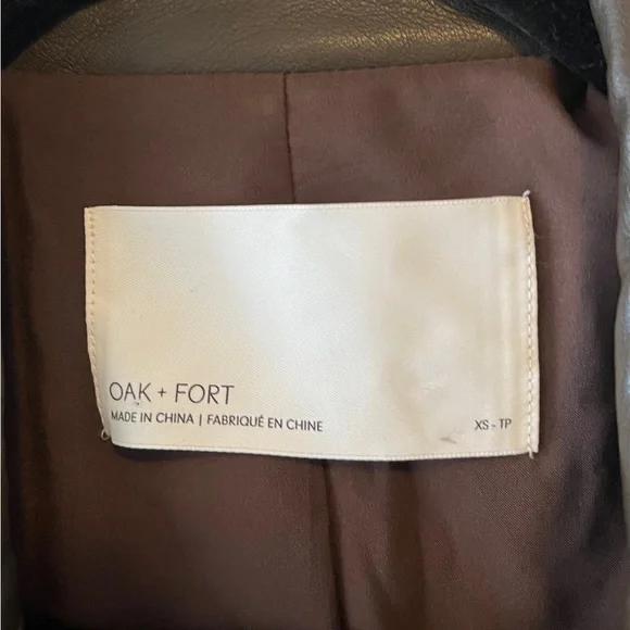 Oak and Fort Vegan Leather Blazer Dark Brown Size XS Oversized Fall Casual - Picture 9 of 11